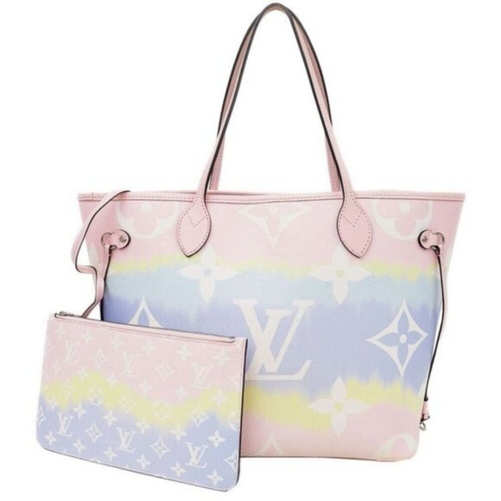 Authentic Louis Vuitton Neverfull Monogram Escale MM Tote Shoulder Bag Pastel